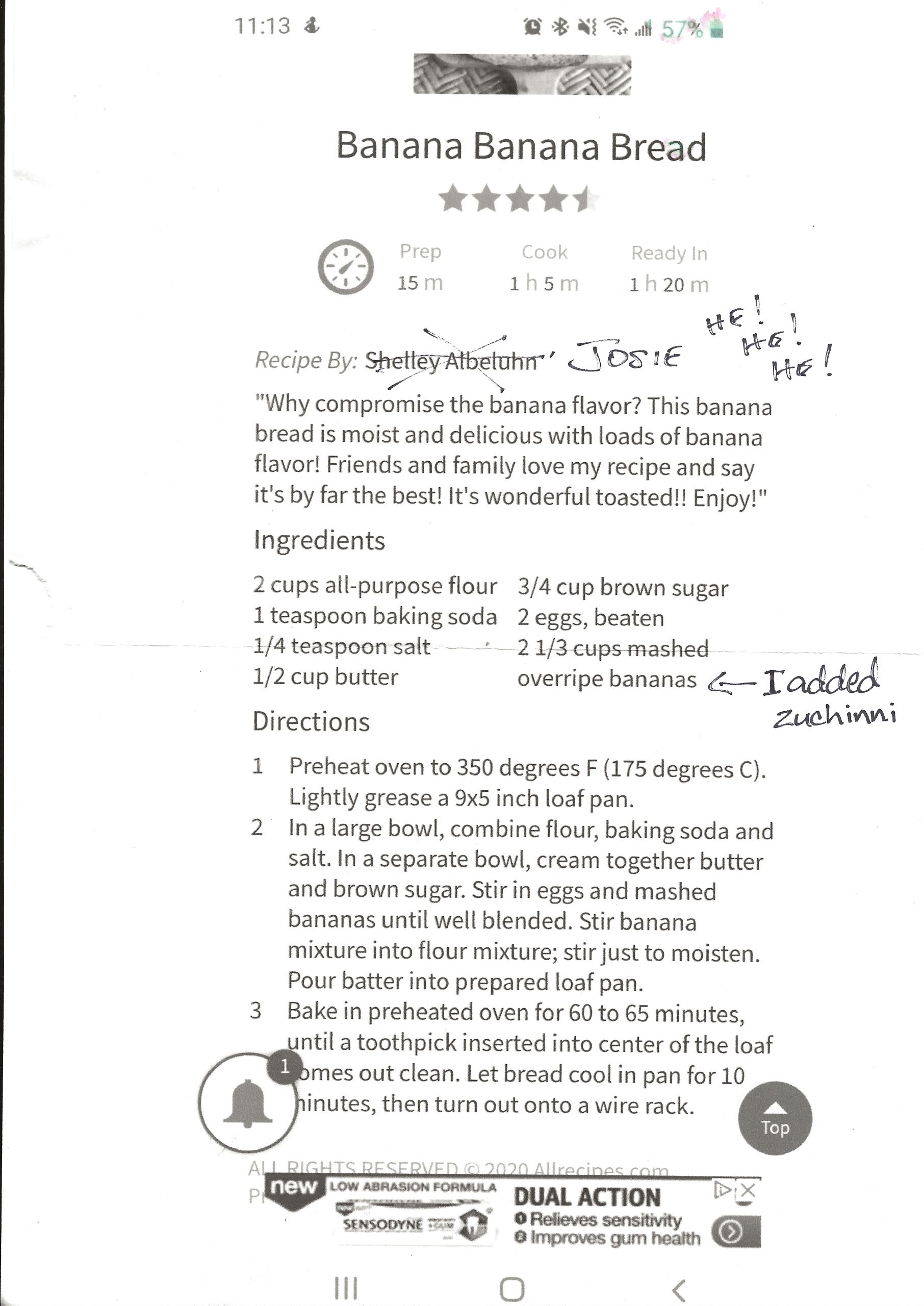 Banana Banana Bread by Josie (Shelley Albeluhn)