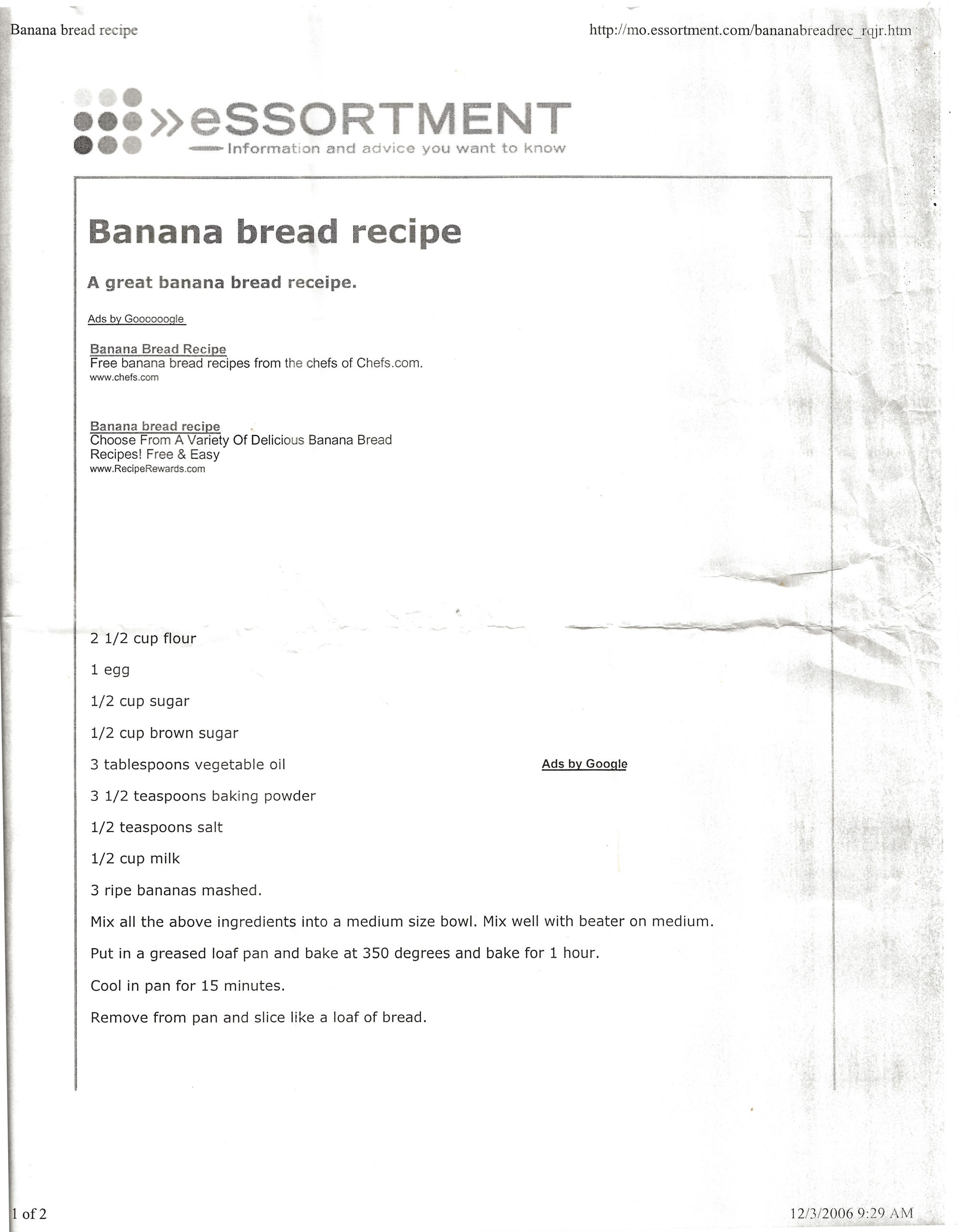 Banana bread recipe